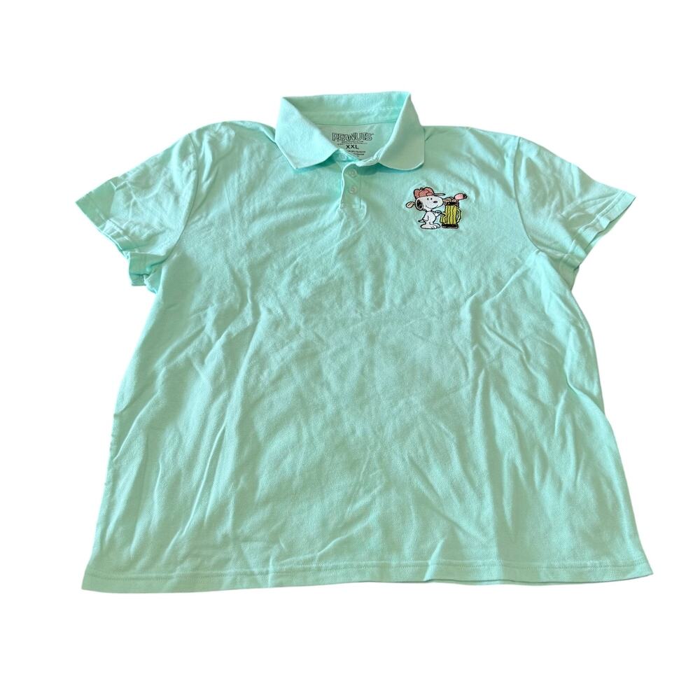 Peanuts Men's Snoopy Golf Polo in Mint Green, Size XXL